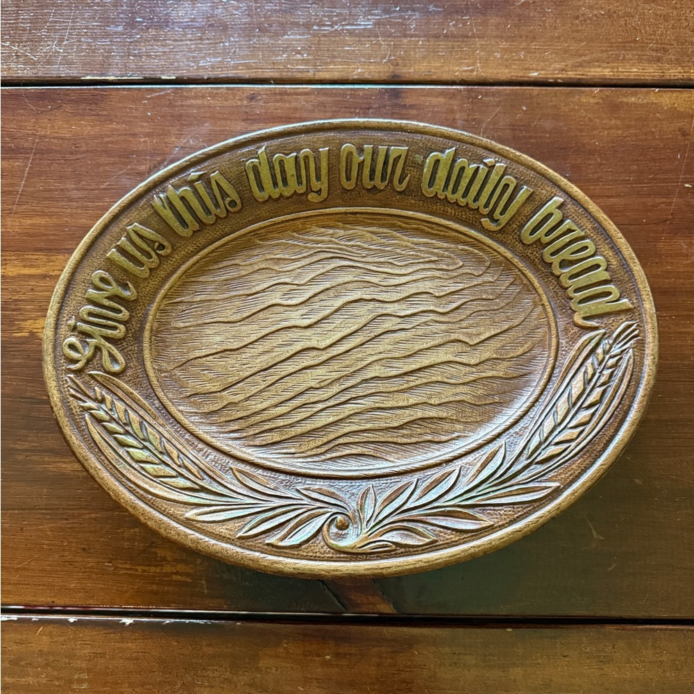 Decorative Brown Bread Plate ‘Give us this day our daily bread’